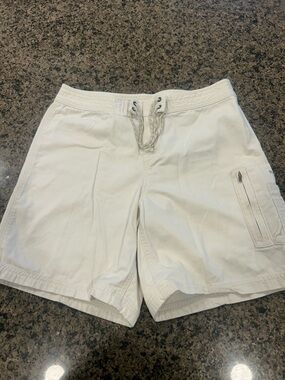 Ralph Lauren Tan Cotton Shorts with Red Logo Tag